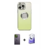 MARSİLYAN™- iPhone 13 Pro Max Kılıf Kutup Yansıma Özel Seri - Siyah Bilvis 5in1 5D Magic Hayalet Cam Ekran Koruyucu + Yeşil Neon Fosforlu Kamera Lens