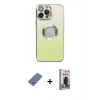 MARSİLYAN™- iPhone 13 Pro Max Kılıf Kutup Yansıma Özel Seri - Siyah Bilvis Hayalet Cam Ekran Koruyucu + Açık Yeşil Metal Kamera Lens Koruma Cam