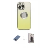 MARSİLYAN™- iPhone 13 Pro Max Kılıf Kutup Yansıma Özel Seri - Siyah Bilvis Hayalet Cam Ekran Koruyucu + Açık Yeşil Metal Kamera Lens Koruma Cam