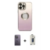 MARSİLYAN™- iPhone 13 Pro Max Kılıf Kutup Yansıma Özel Seri - Siyah Bilvis Hayalet Cam Ekran Koruyucu + Beyaz Neon Fosforlu Kamera Lens