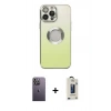 MARSİLYAN™- iPhone 13 Pro Max Kılıf Kutup Yansıma Özel Seri - Siyah Bilvis Hayalet Cam Ekran Koruyucu + Beyaz Neon Fosforlu Kamera Lens