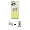 MARSİLYAN™- iPhone 13 Pro Max Kılıf Kutup Yansıma Özel Seri - Siyah Bilvis Hayalet Cam Ekran Koruyucu + Beyaz Rainbow Kamera Lens Koruma Cam