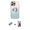 MARSİLYAN™- iPhone 13 Pro Max Kılıf Kutup Yansıma Özel Seri - Siyah Bilvis Hayalet Cam Ekran Koruyucu + Shine Kamera Lens Koruma Cam - GI
