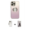 MARSİLYAN™- iPhone 13 Pro Max Kılıf Kutup Yansıma Özel Seri - Siyah Bilvis Hayalet Cam Ekran Koruyucu + Shine Kamera Lens - GD