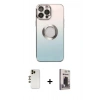 MARSİLYAN™- iPhone 13 Pro Max Kılıf Kutup Yansıma Özel Seri - Siyah Bilvis Hayalet Cam Ekran Koruyucu + Shine Kamera Lens - GD