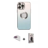 MARSİLYAN™- iPhone 13 Pro Max Kılıf Kutup Yansıma Özel Seri - Siyah Bilvis Hayalet Cam Ekran Koruyucu + Pers Alüminyum Kamera Lens - GI