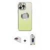 MARSİLYAN™- iPhone 13 Pro Max Kılıf Kutup Yansıma Özel Seri - Siyah Bilvis Hayalet Cam Ekran Koruyucu + Gökkuşağı Pers Alüminyum Kamera Lens