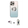 MARSİLYAN™- iPhone 13 Pro Max Kılıf Kutup Yansıma Özel Seri - Siyah Bilvis Hayalet Cam Ekran Koruyucu + Gökkuşağı Pers Alüminyum Kamera Lens