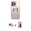 MARSİLYAN™- iPhone 13 Pro Max Kılıf Kutup Yansıma Özel Seri - Siyah Bilvis Hayalet Cam Ekran Koruyucu + Rainbow Kamera Lens Koruma Cam - KI