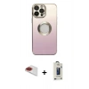 MARSİLYAN™- iPhone 13 Pro Max Kılıf Kutup Yansıma Özel Seri - Siyah Bilvis Hayalet Cam Ekran Koruyucu + Pers Alüminyum Kamera Lens - KI