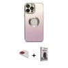 MARSİLYAN™- iPhone 13 Pro Max Kılıf Kutup Yansıma Özel Seri - Siyah Bilvis Hayalet Cam Ekran Koruyucu + Pers Alüminyum Kamera Lens - KI