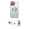 MARSİLYAN™- iPhone 13 Pro Max Kılıf Kutup Yansıma Özel Seri - Siyah Bilvis Hayalet Cam Ekran Koruyucu + Pers Alüminyum Kamera Lens - KI
