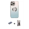 MARSİLYAN™- iPhone 13 Pro Max Kılıf Kutup Yansıma Özel Seri - Siyah Bilvis Hayalet Cam Ekran Koruyucu + Renkli Kamera Lens Koruma Cam - MI