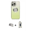 MARSİLYAN™- iPhone 13 Pro Max Kılıf Kutup Yansıma Özel Seri - Siyah Bilvis Hayalet Cam Ekran Koruyucu + Rainbow Kamera Lens Koruma Cam - MR