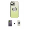 MARSİLYAN™- iPhone 13 Pro Max Kılıf Kutup Yansıma Özel Seri - Siyah Bilvis Hayalet Cam Ekran Koruyucu + Neon Fosforlu Kamera Lens - YL