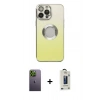MARSİLYAN™- iPhone 13 Pro Max Kılıf Kutup Yansıma Özel Seri - Siyah Bilvis Hayalet Cam Ekran Koruyucu + Neon Fosforlu Kamera Lens - YL