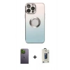 MARSİLYAN™- iPhone 13 Pro Max Kılıf Kutup Yansıma Özel Seri - Siyah Bilvis Hayalet Cam Ekran Koruyucu + Neon Fosforlu Kamera Lens - YL
