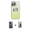 MARSİLYAN™- iPhone 13 Pro Max Kılıf Kutup Yansıma Özel Seri - Siyah Bilvis Hayalet Cam Ekran Koruyucu + Neon Fosforlu Kamera Lens - MI