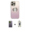 MARSİLYAN™- iPhone 13 Pro Max Kılıf Kutup Yansıma Özel Seri - Siyah Bilvis Hayalet Cam Ekran Koruyucu + Neon Fosforlu Kamera Lens - YL