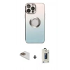 MARSİLYAN™- iPhone 13 Pro Max Kılıf Kutup Yansıma Özel Seri - Siyah Bilvis Hayalet Cam Ekran Koruyucu + Pers Alüminyum Kamera Lens - GD