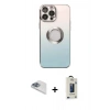 MARSİLYAN™- iPhone 13 Pro Max Kılıf Kutup Yansıma Özel Seri - Siyah Bilvis Hayalet Cam Ekran Koruyucu + Pers Alüminyum Kamera Lens - SABE