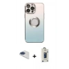 MARSİLYAN™- iPhone 13 Pro Max Kılıf Kutup Yansıma Özel Seri - Siyah Bilvis Hayalet Cam Ekran Koruyucu + Pers Alüminyum Kamera Lens - LT