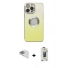 MARSİLYAN™- iPhone 13 Pro Max Kılıf Kutup Yansıma Özel Seri - Siyah Bilvis Hayalet Cam Ekran Koruyucu + Pers Alüminyum Kamera Lens - SABE