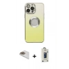 MARSİLYAN™- iPhone 13 Pro Max Kılıf Kutup Yansıma Özel Seri - Siyah Bilvis Hayalet Cam Ekran Koruyucu + Pers Alüminyum Kamera Lens - GD