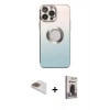 MARSİLYAN™- iPhone 13 Pro Max Kılıf Kutup Yansıma Özel Seri - Siyah Bilvis Hayalet Cam Ekran Koruyucu + Pers Alüminyum Kamera Lens - GD