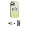 MARSİLYAN™- iPhone 13 Pro Max Kılıf Kutup Yansıma Özel Seri - Siyah Bilvis Hayalet Cam Ekran Koruyucu + Rainbow Kamera Lens Koruma Cam - BZ