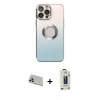 MARSİLYAN™- iPhone 13 Pro Max Kılıf Kutup Yansıma Özel Seri - Siyah Bilvis Hayalet Cam Ekran Koruyucu + Rainbow Kamera Lens Koruma Cam - REGD