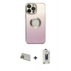 MARSİLYAN™- iPhone 13 Pro Max Kılıf Kutup Yansıma Özel Seri - Siyah Bilvis Hayalet Cam Ekran Koruyucu + Rainbow Kamera Lens Koruma Cam - REGD
