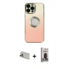 MARSİLYAN™- iPhone 13 Pro Max Kılıf Kutup Yansıma Özel Seri - Siyah Bilvis Hayalet Cam Ekran Koruyucu + Rainbow Kamera Lens Koruma Cam - BZ