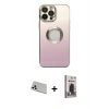 MARSİLYAN™- iPhone 13 Pro Max Kılıf Kutup Yansıma Özel Seri - Siyah Bilvis Hayalet Cam Ekran Koruyucu + Rainbow Kamera Lens Koruma Cam - BZ