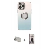 MARSİLYAN™- iPhone 13 Pro Max Kılıf Kutup Yansıma Özel Seri - Siyah Bilvis Hayalet Cam Ekran Koruyucu + Rainbow Kamera Lens Koruma Cam - BZ