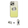 MARSİLYAN™- iPhone 13 Pro Max Kılıf Kutup Yansıma Özel Seri - Siyah Bilvis Hayalet Cam Ekran Koruyucu + Rainbow Kamera Lens Koruma Cam - REGD