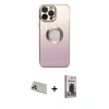 MARSİLYAN™- iPhone 13 Pro Max Kılıf Kutup Yansıma Özel Seri - Siyah Bilvis Hayalet Cam Ekran Koruyucu + Rainbow Kamera Lens Koruma Cam - REGD