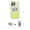MARSİLYAN™- iPhone 13 Pro Max Kılıf Kutup Yansıma Özel Seri - Siyah Bilvis Hayalet Cam Ekran Koruyucu + Rainbow Kamera Lens Koruma Cam - MI