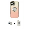 MARSİLYAN™- iPhone 13 Pro Max Kılıf Kutup Yansıma Özel Seri - Siyah Bilvis Hayalet Cam Ekran Koruyucu + Rainbow Kamera Lens Koruma Cam - MI