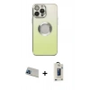 MARSİLYAN™- iPhone 13 Pro Max Kılıf Kutup Yansıma Özel Seri - Siyah Bilvis Hayalet Cam Ekran Koruyucu + Rainbow Kamera Lens Koruma Cam - MI