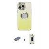 MARSİLYAN™- iPhone 13 Pro Max Kılıf Kutup Yansıma Özel Seri - Siyah Bilvis Hayalet Cam Ekran Koruyucu + Renkli Kamera Lens Koruma Cam - PE