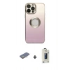 MARSİLYAN™- iPhone 13 Pro Max Kılıf Kutup Yansıma Özel Seri - Siyah Bilvis Hayalet Cam Ekran Koruyucu + Renkli Kamera Lens Koruma Cam - SI