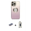 MARSİLYAN™- iPhone 13 Pro Max Kılıf Kutup Yansıma Özel Seri - Siyah Bilvis Hayalet Cam Ekran Koruyucu + Renkli Kamera Lens Koruma Cam - TU