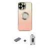 MARSİLYAN™- iPhone 13 Pro Max Kılıf Kutup Yansıma Özel Seri - Siyah Bilvis Hayalet Cam Ekran Koruyucu + Renkli Kamera Lens Koruma Cam - TU