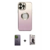 MARSİLYAN™- iPhone 13 Pro Max Kılıf Kutup Yansıma Özel Seri - Siyah Bilvis Hayalet Cam Ekran Koruyucu + Yeşil Neon Fosforlu Kamera Lens