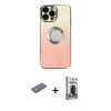 MARSİLYAN™- iPhone 13 Pro Max Kılıf Kutup Yansıma Özel Seri - Siyah Bilvis Hayalet Cam Ekran Koruyucu + Renkli Kamera Lens Koruma Cam - YL