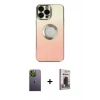 MARSİLYAN™- iPhone 13 Pro Max Kılıf Kutup Yansıma Özel Seri - Siyah Bilvis Hayalet Cam Ekran Koruyucu + Yeşil Neon Fosforlu Kamera Lens