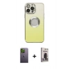 MARSİLYAN™- iPhone 13 Pro Max Kılıf Kutup Yansıma Özel Seri - Siyah Bilvis Hayalet Cam Ekran Koruyucu + Yeşil Neon Fosforlu Kamera Lens