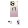 MARSİLYAN™- iPhone 13 Pro Max Kılıf Kutup Yansıma Özel Seri - Siyah Joko 5D Cam + Gökkuşağı Pers Alüminyum Kamera Lens