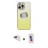 MARSİLYAN™- iPhone 13 Pro Max Kılıf Kutup Yansıma Özel Seri - Siyah Joko 5D Cam + Gökkuşağı Pers Alüminyum Kamera Lens
